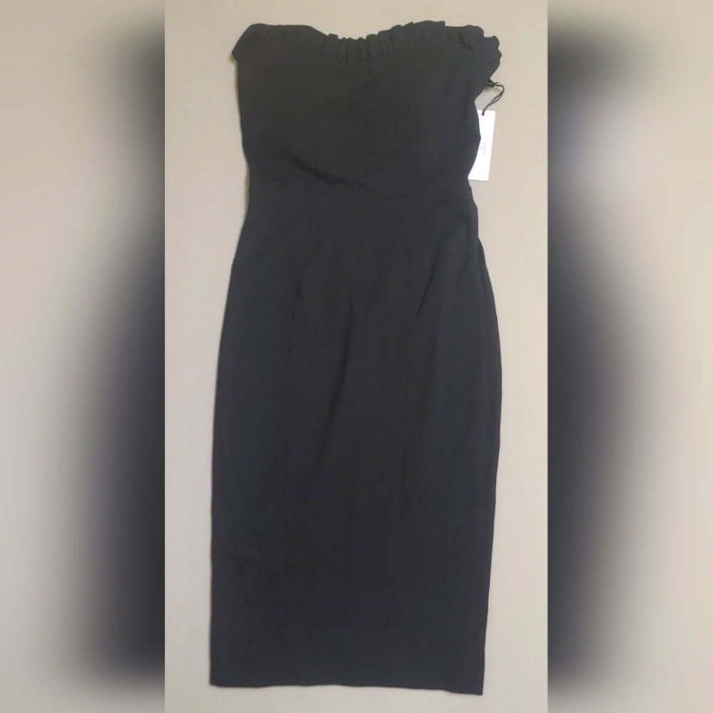 Ryse The Label Sleeveless Pencil Dress Size S Black Ruffled Neckline